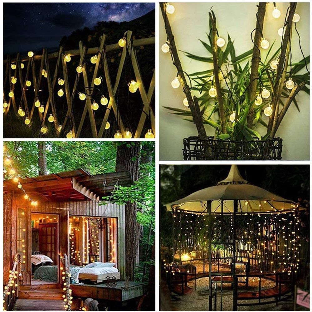 Solar String Light 20 50 LED Crystal Ball Waterproof Lights