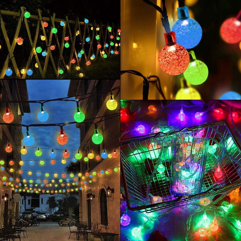 Solar String Light 20 50 LED Crystal Ball Waterproof Lights