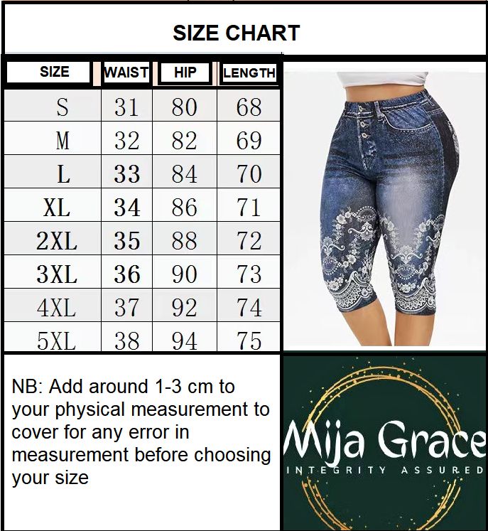 {MijaGrace} Women's Fashion Denim 3/4 Yoga Pants - Dark Blue