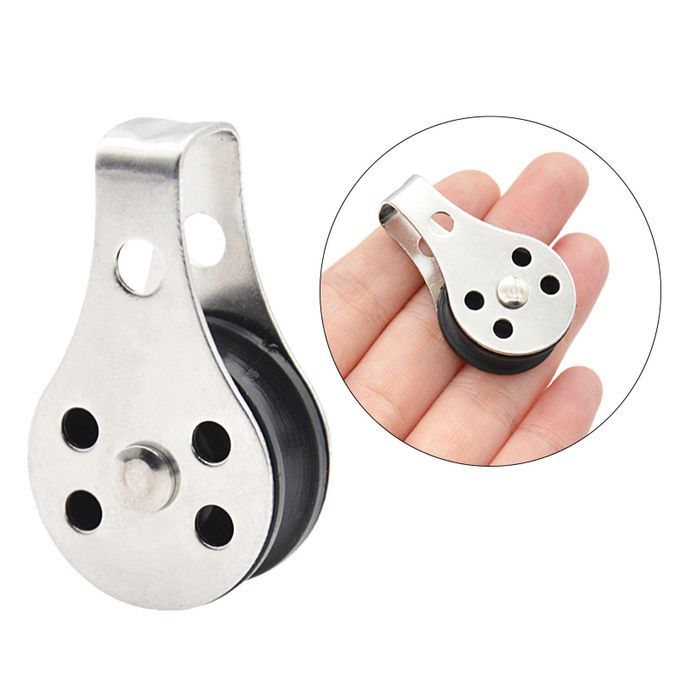 2xStainless Steel Pulley Blocks Rope Runner Kayak Canoe Anchor Trolley