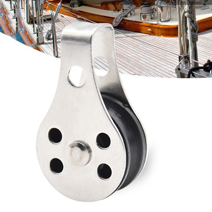 2xStainless Steel Pulley Blocks Rope Runner Kayak Canoe Anchor Trolley
