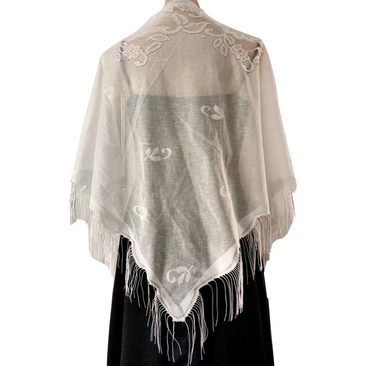 Lace Shawl Summer Beach Sunscreen Scarf Shawl White
