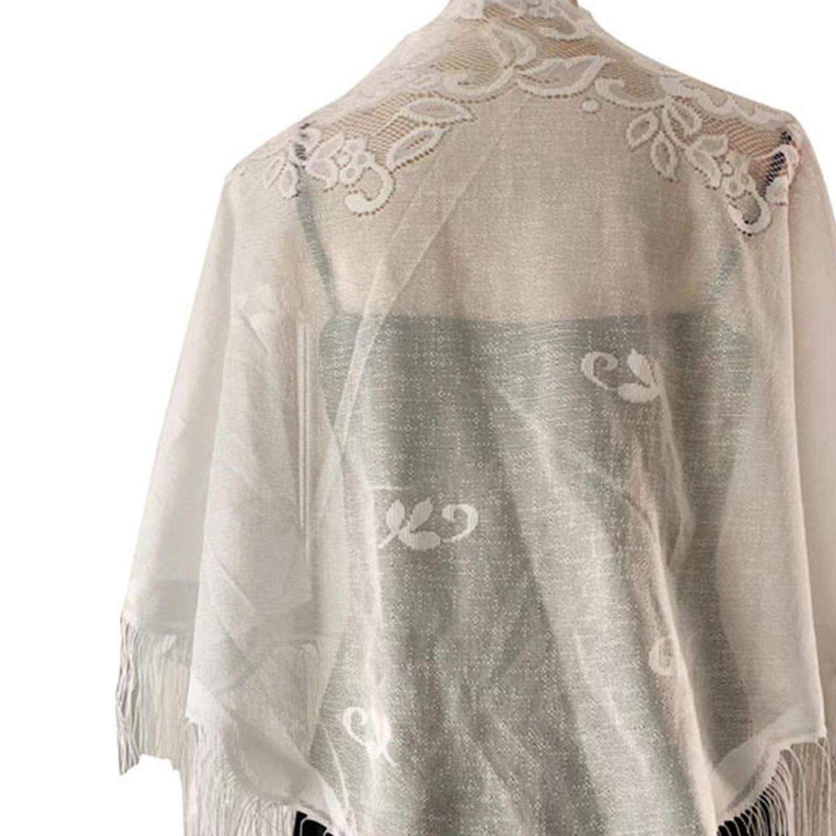Lace Shawl Summer Beach Sunscreen Scarf Shawl White