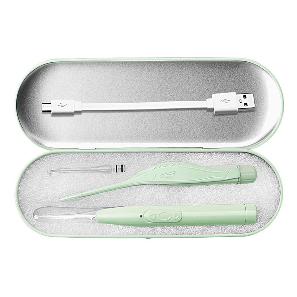 Earpicks Ear Wax Removal Tools with LED Light Flashlight Earpick Ear Spoon Tweezers Ear Cleaner for Baby Ear Health Care Ear Cleaning Tool with Case Green Ear Spoon & Green Ear Tweezers