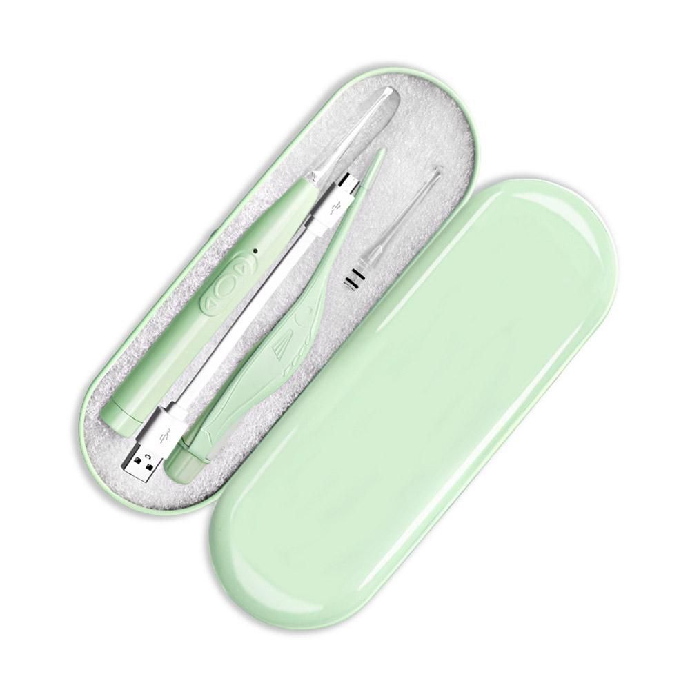 Earpicks Ear Wax Removal Tools with LED Light Flashlight Earpick Ear Spoon Tweezers Ear Cleaner for Baby Ear Health Care Ear Cleaning Tool with Case Green Ear Spoon & Green Ear Tweezers