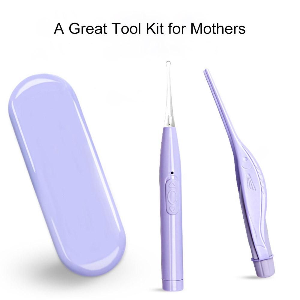 Earpicks Ear Wax Removal Tools with LED Light Flashlight Earpick Ear Spoon Tweezers Ear Cleaner for Baby Ear Health Care Ear Cleaning Tool with Case Green Ear Spoon & Green Ear Tweezers