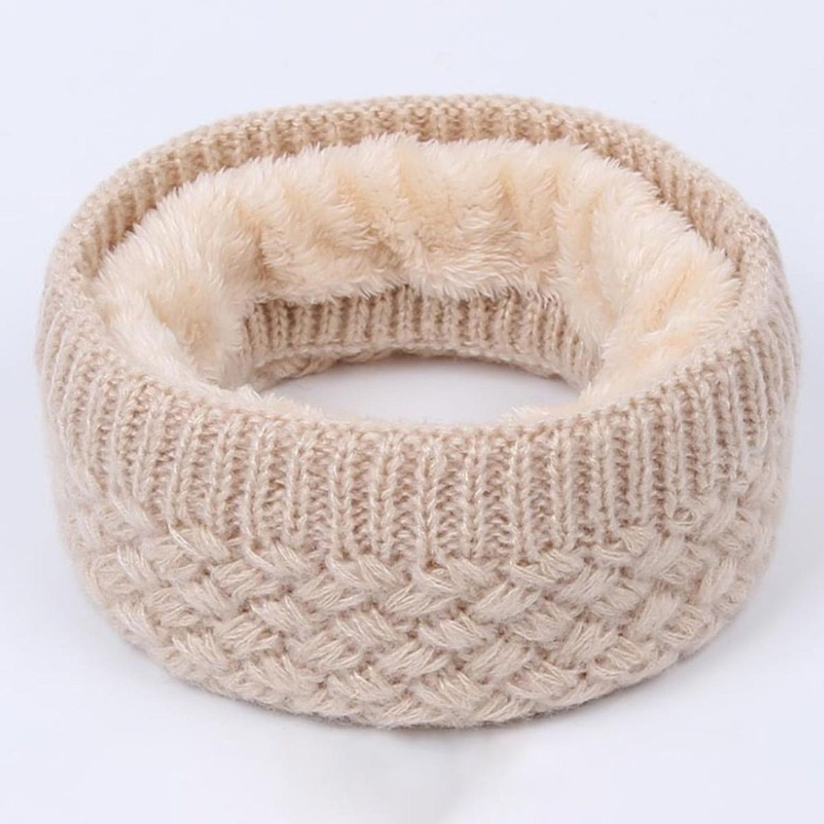 Couple Neck Scarf Thicken Unisex Fleece Elastic-Beige
