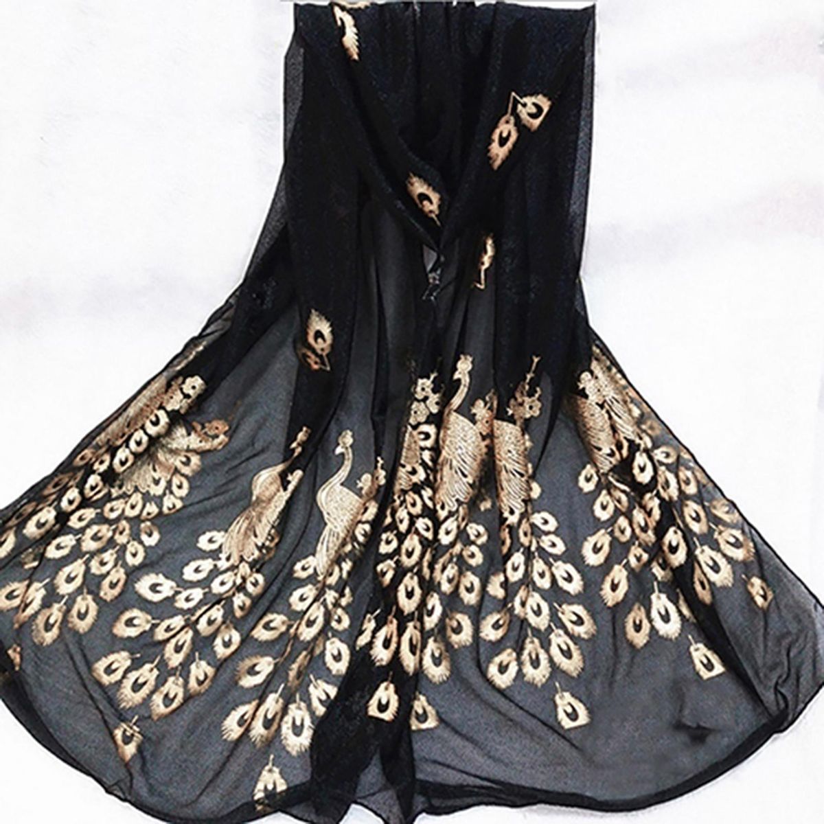 Chiffon Scarf Stylish Practical Beauty Girl Wrap-Black