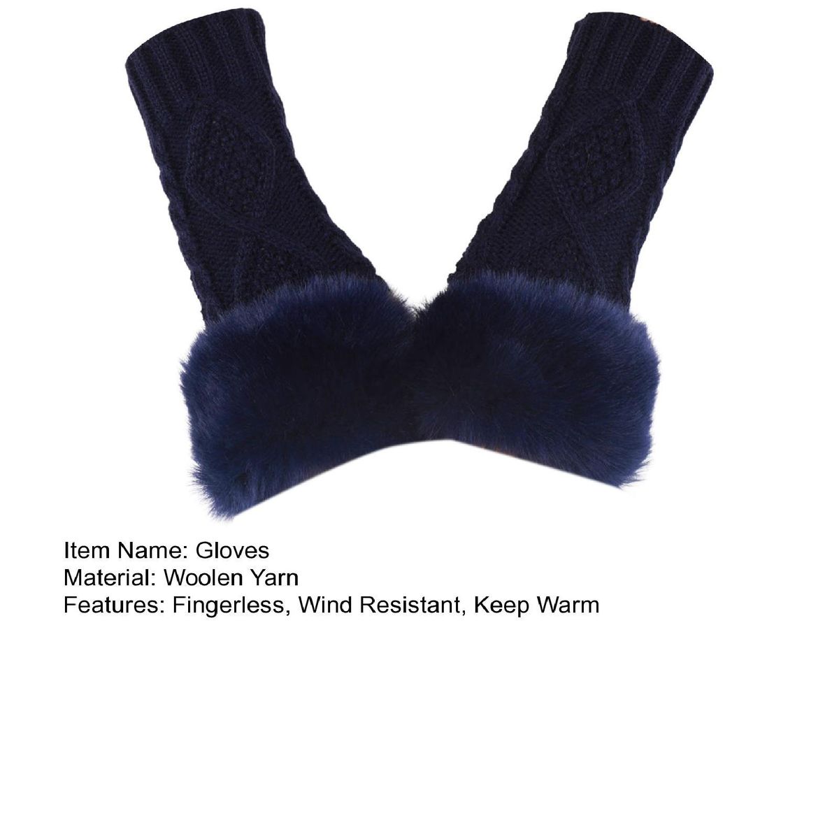 1 Pair Lady Arm Sleeves Lady Mittens Navy Blue