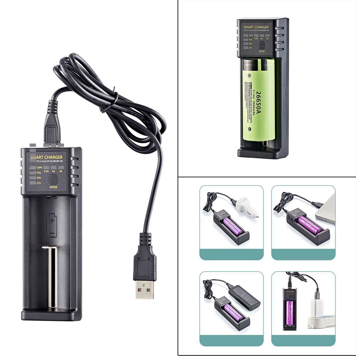 Universal 18650 Battery Charger 3.6V/3.7V Li-Ion Battery Lithium