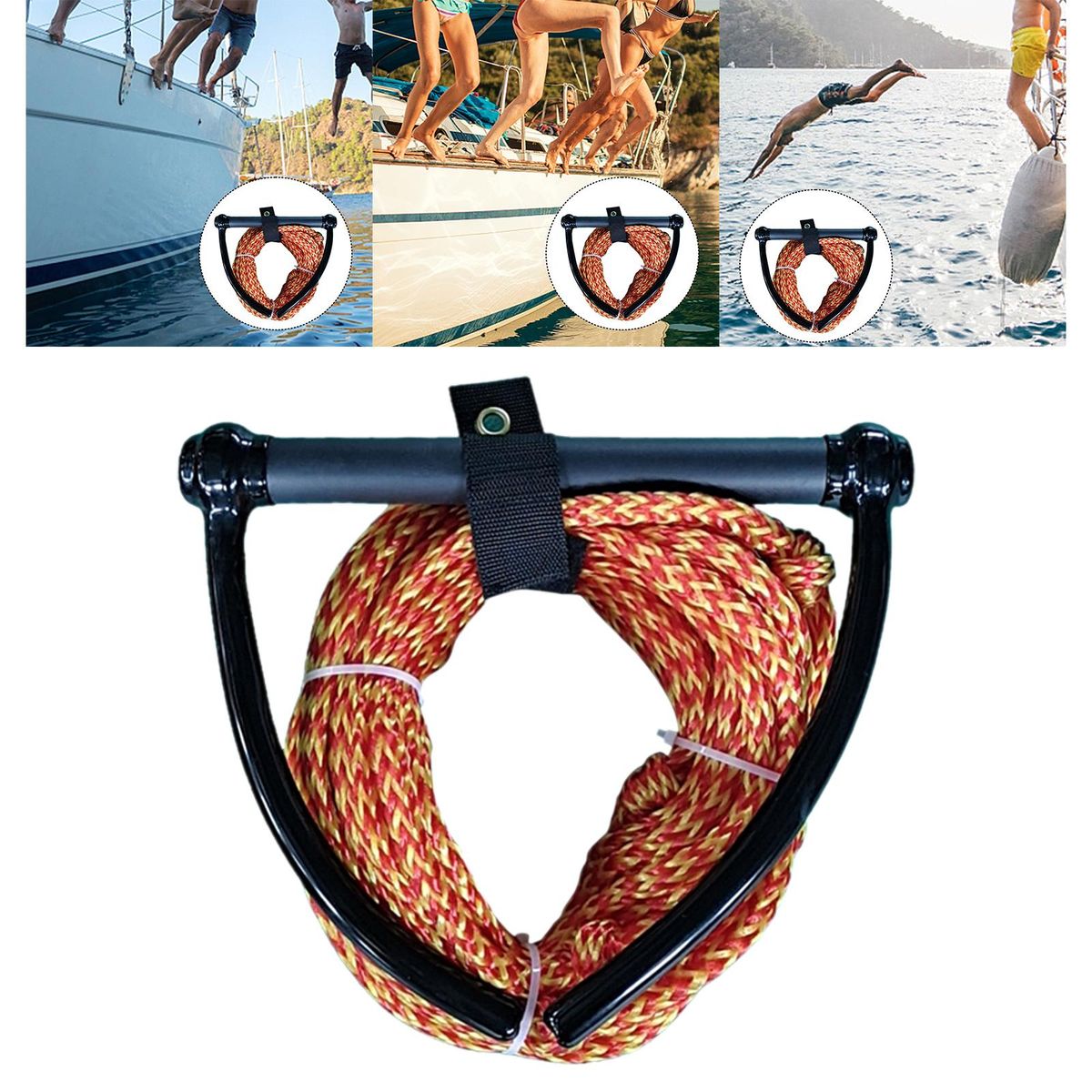 Premium 23m Water Ski Wakeboard Tow Rope Red, Yellow
