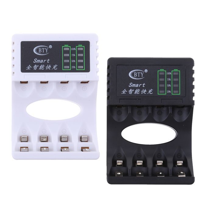 4 Slots Battery Quick Chargers For AA AAA Rechargeable Batteries Black