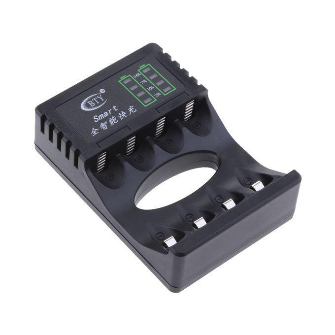 4 Slots Battery Quick Chargers For AA AAA Rechargeable Batteries Black