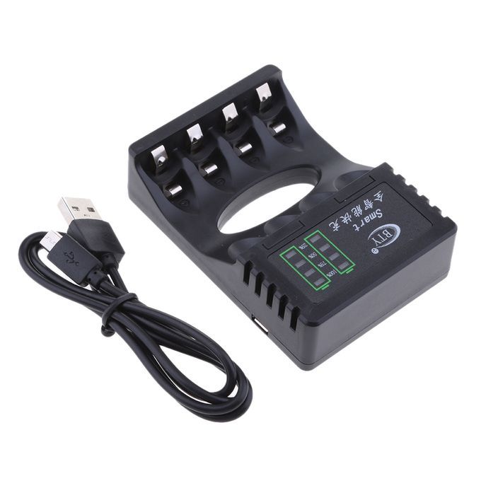 4 Slots Battery Quick Chargers For AA AAA Rechargeable Batteries Black