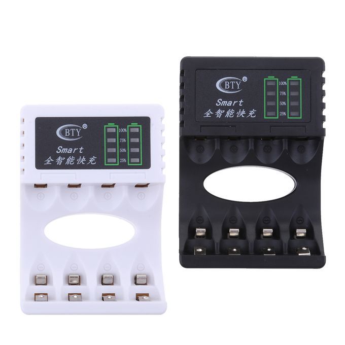 4 Slots Battery Quick Chargers For AA AAA Rechargeable Batteries Black