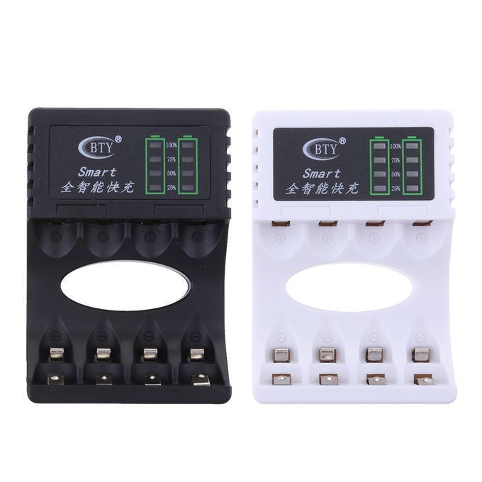 4 Slots Battery Quick Chargers For AA AAA Rechargeable Batteries Black