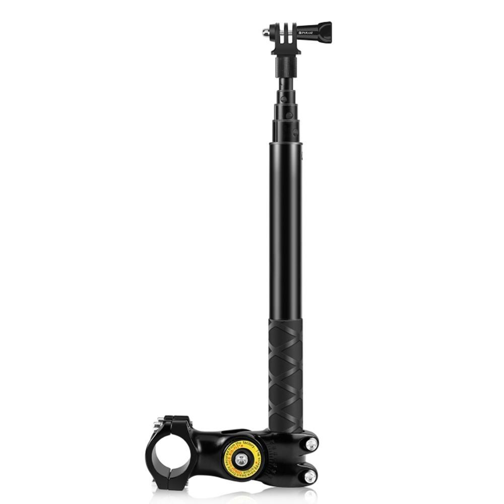 PULUZ PU817 Motorcycle Bike Selfie Stick Handlebar Mount Camera Bracket 27.9cm-113.5cm Adjustable Length with 1/4 Inch Screw & Sports Camera Mount Adapter Replacement for GoPro Hero 11/10/9/8 Insta360 ONE X/ ONE/ EVO
