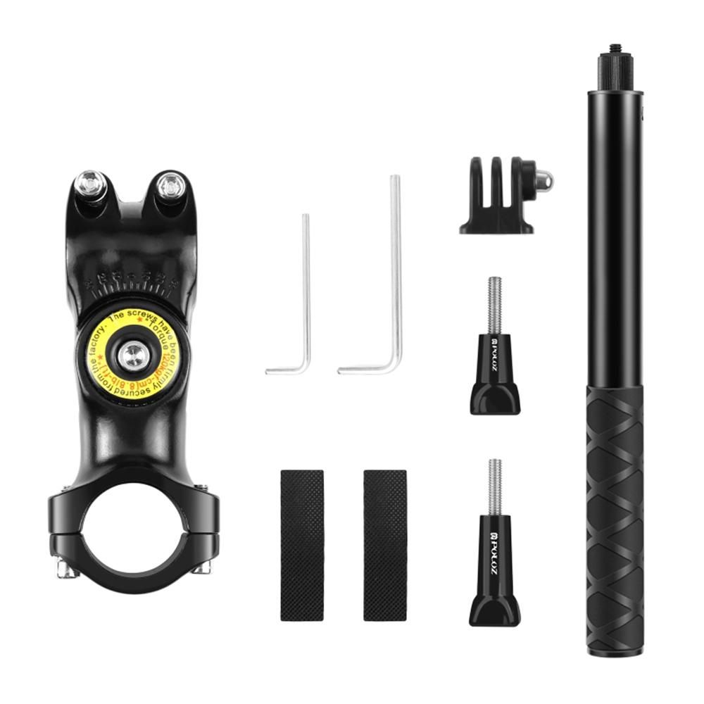 PULUZ PU817 Motorcycle Bike Selfie Stick Handlebar Mount Camera Bracket 27.9cm-113.5cm Adjustable Length with 1/4 Inch Screw & Sports Camera Mount Adapter Replacement for GoPro Hero 11/10/9/8 Insta360 ONE X/ ONE/ EVO