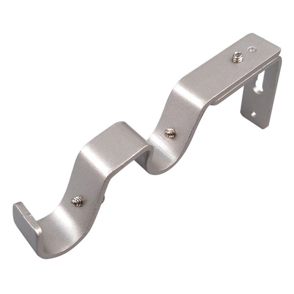 Extendable Adjustable Curtain Rod Pole Wall Bracket Holder Silver