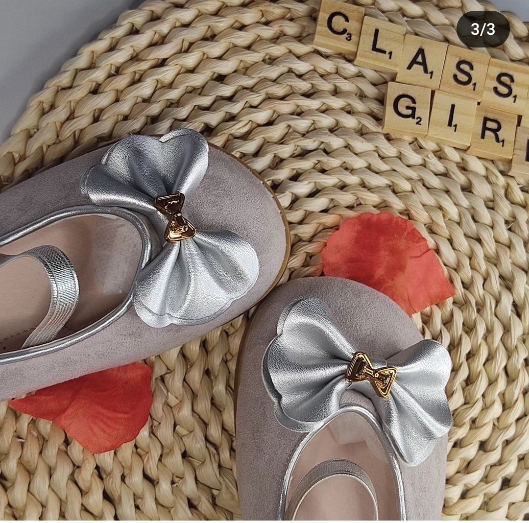 Baby Girl Fashion Glitter Bow Shoe (silver)