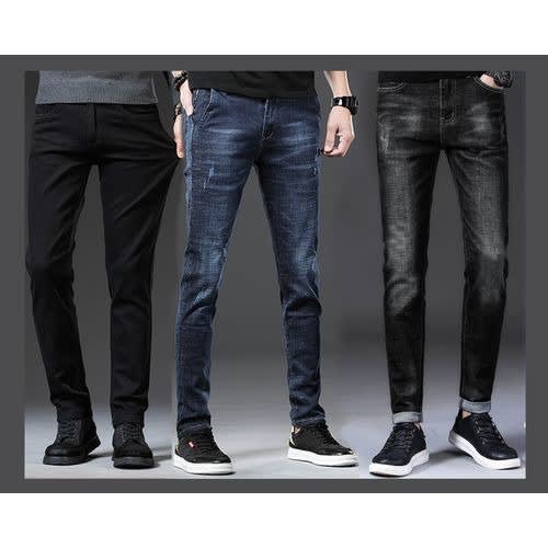 3 In 1 Smart Stock Jeans For Men- Black + Wash Blue + Wash Black