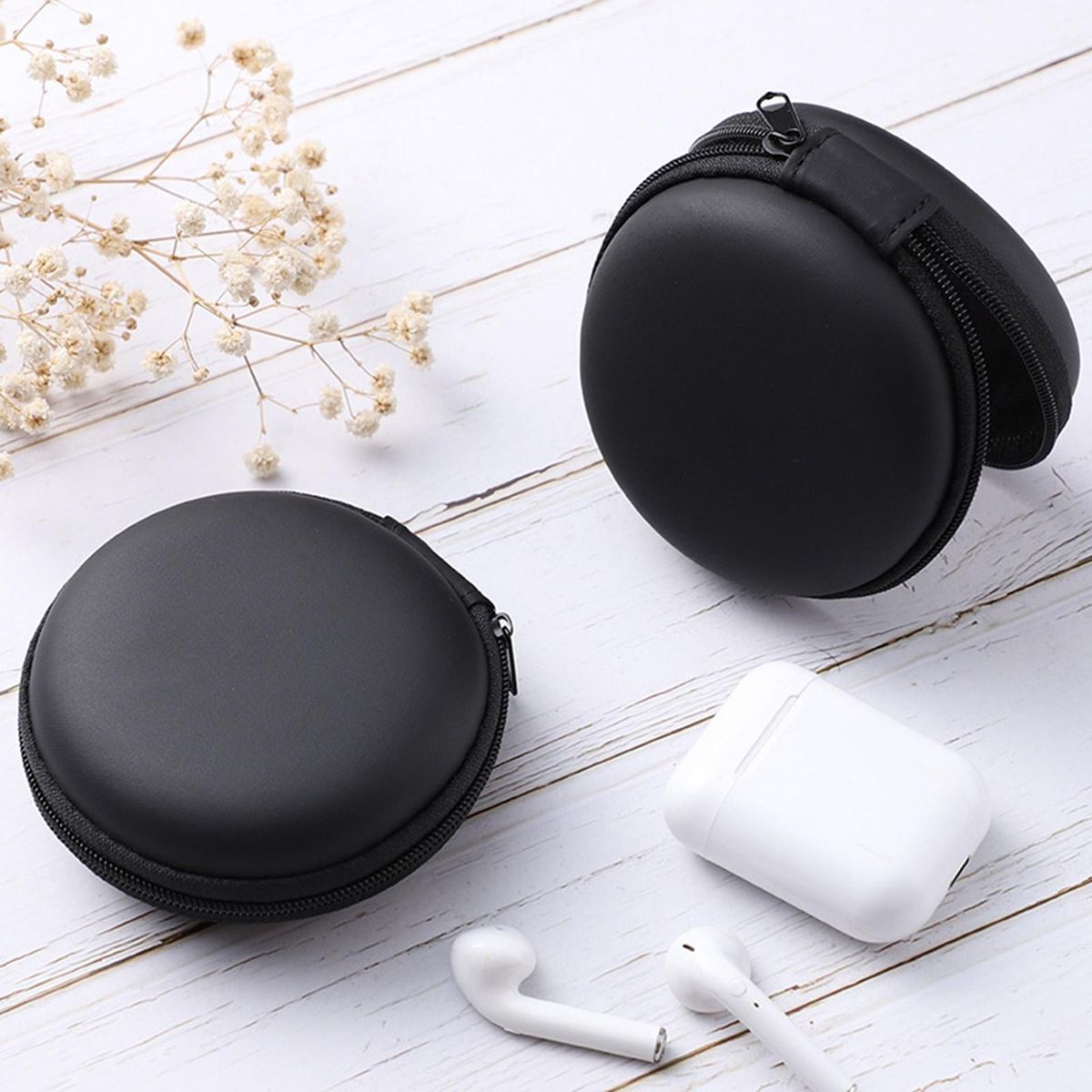 Memory Card Holder Compact Earphone Storage Case Zipper for Headphones