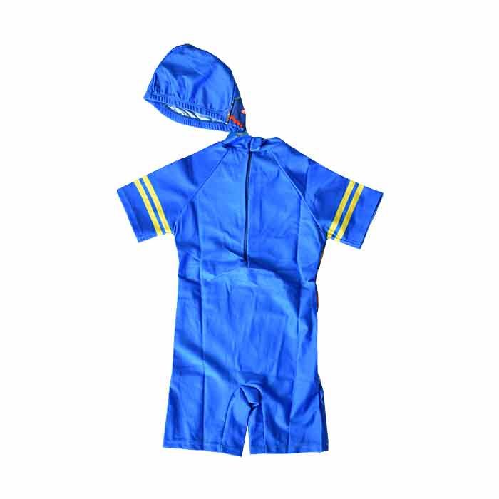 2 Pieces Swimming Suit  With Cap -Blue
