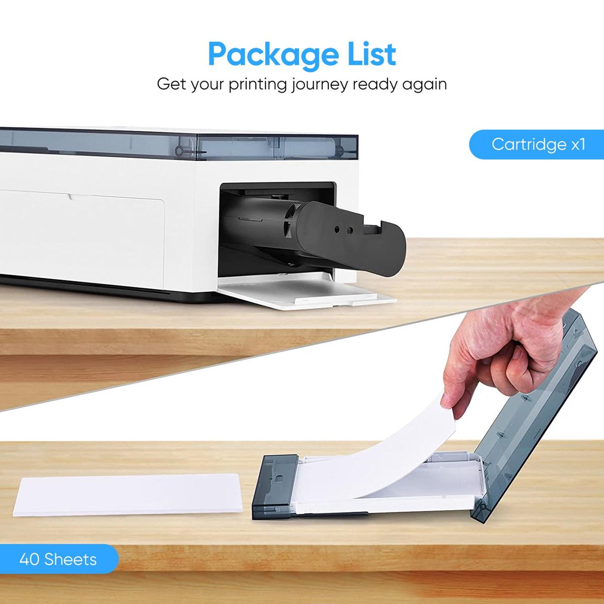 Liene Photo Printer Comsuption 40 Print Paper 4x6'' & 1 Cartridge Water-resistant and Oxidation-resistant