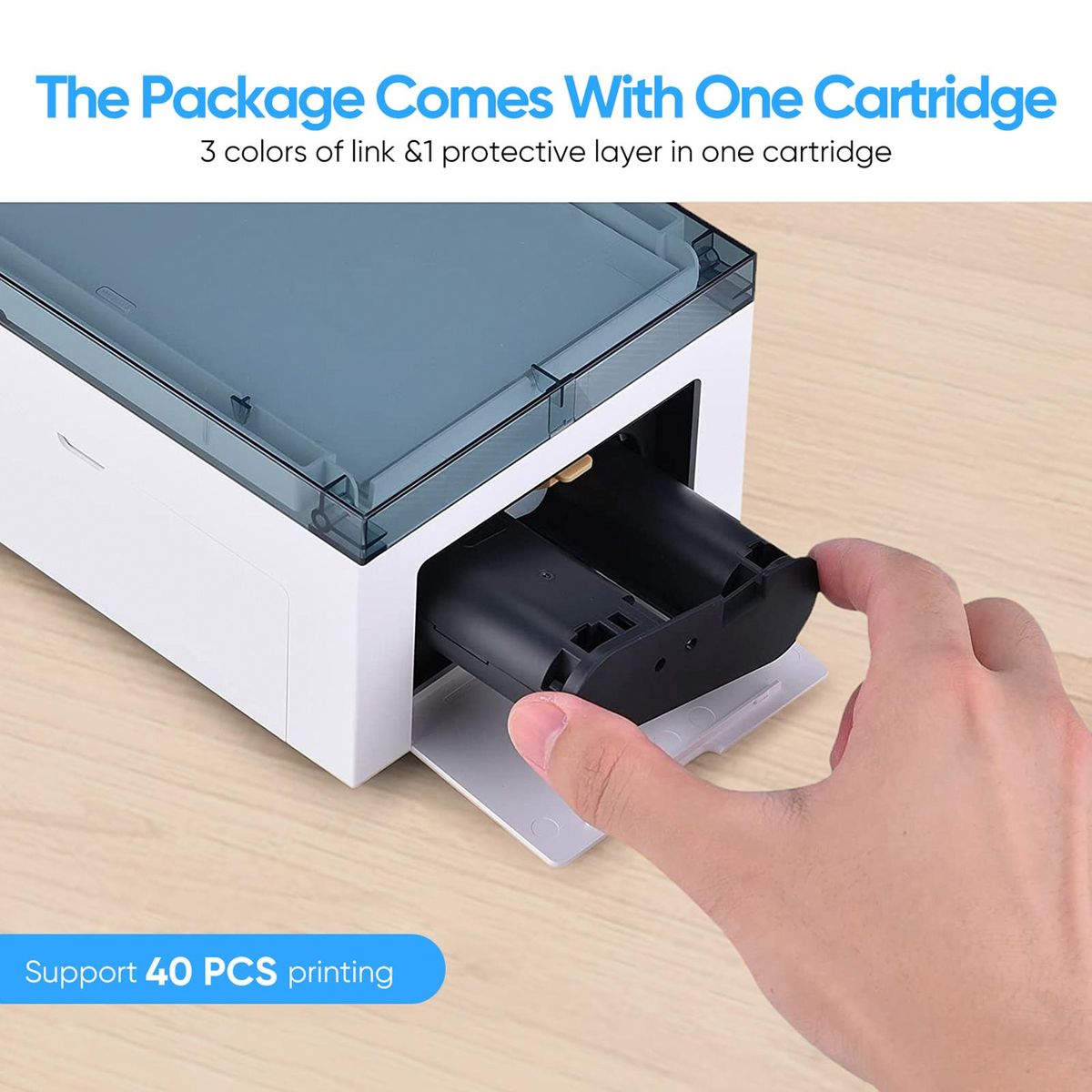 Liene Photo Printer Comsuption 40 Print Paper 4x6'' & 1 Cartridge Water-resistant and Oxidation-resistant