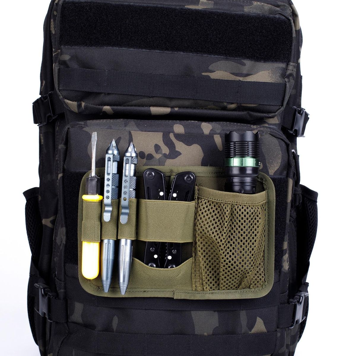 Magic Paste Board Organizer Expandable Tool Bag with Mesh Pouches Army Green