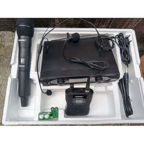 Lapel Body Clip With Head Mic And Handheld, Wireless Microphone ( Long Distance Meter Range -UHF) - 3in1