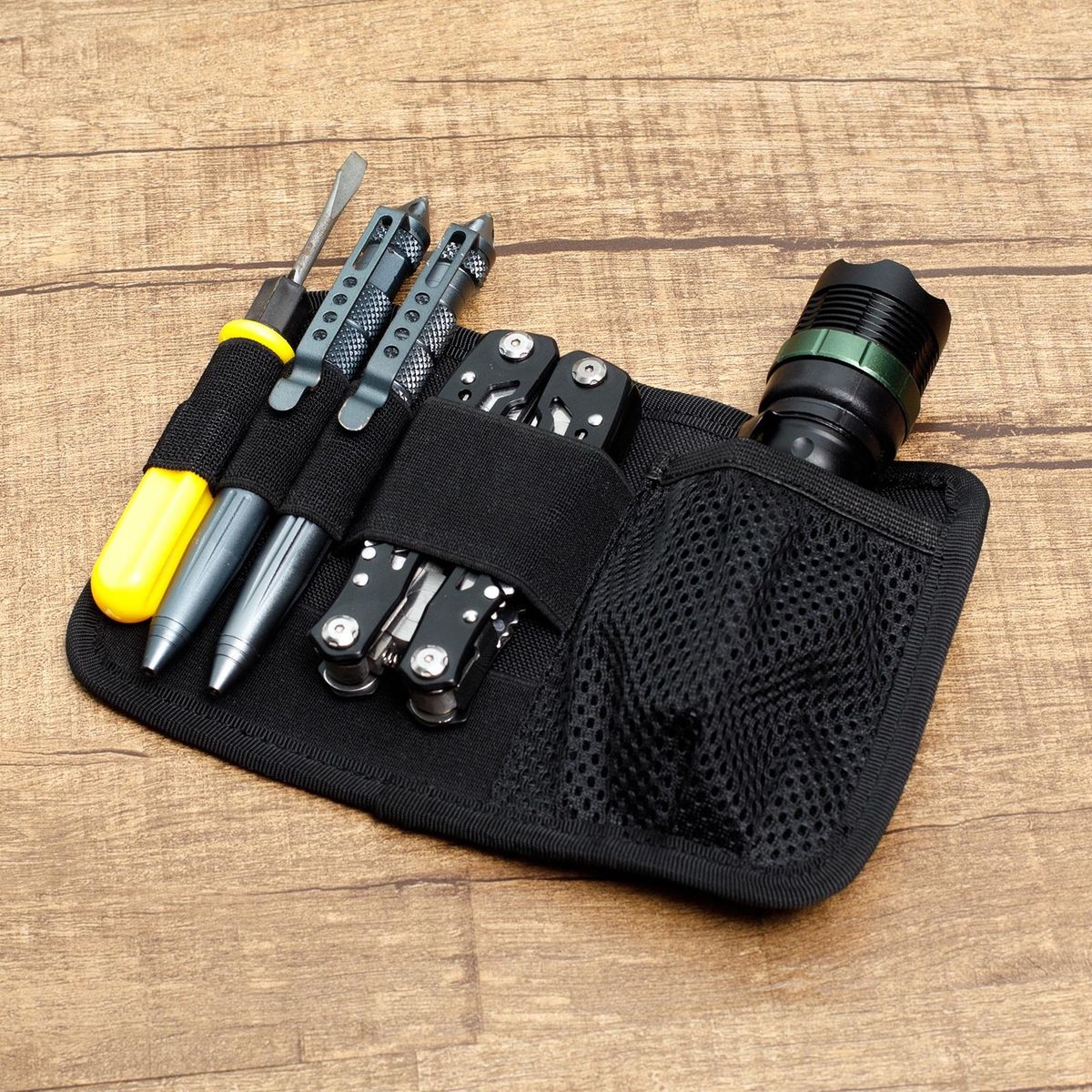 Backpack Sticky Board Organizer Expandable Tool Bag with Mesh Pouches Black