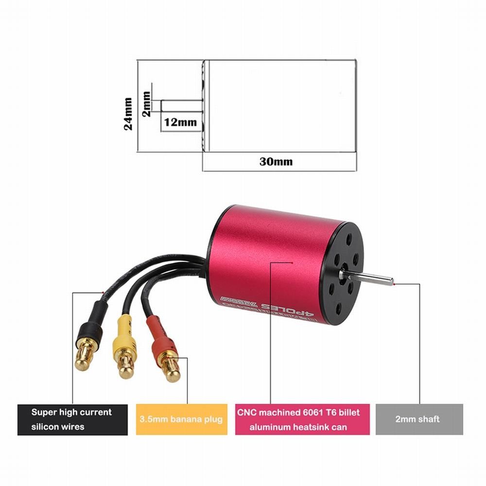 GoolRC S2430 7200KV Sensorless Brushless Motor and 25A Brushless ESC Combo Set for 1/16 1/18 RC Car Truck