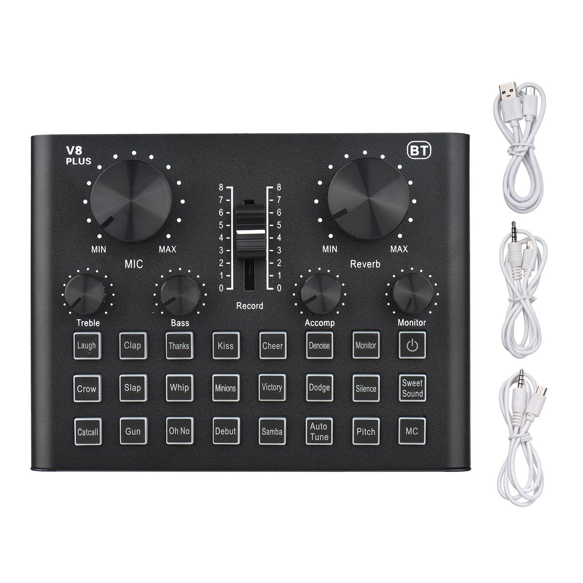 V8 Plus Live Sound Card For Streaming 15 Effects USB Audio