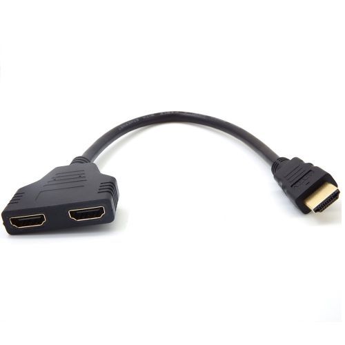 1080P HDMI Port Male To 2 Female 1 In Out Splitter Cable Adapter Converter Black