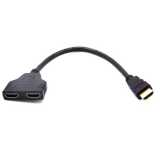 1080P HDMI Port Male To 2 Female 1 In Out Splitter Cable Adapter Converter Black