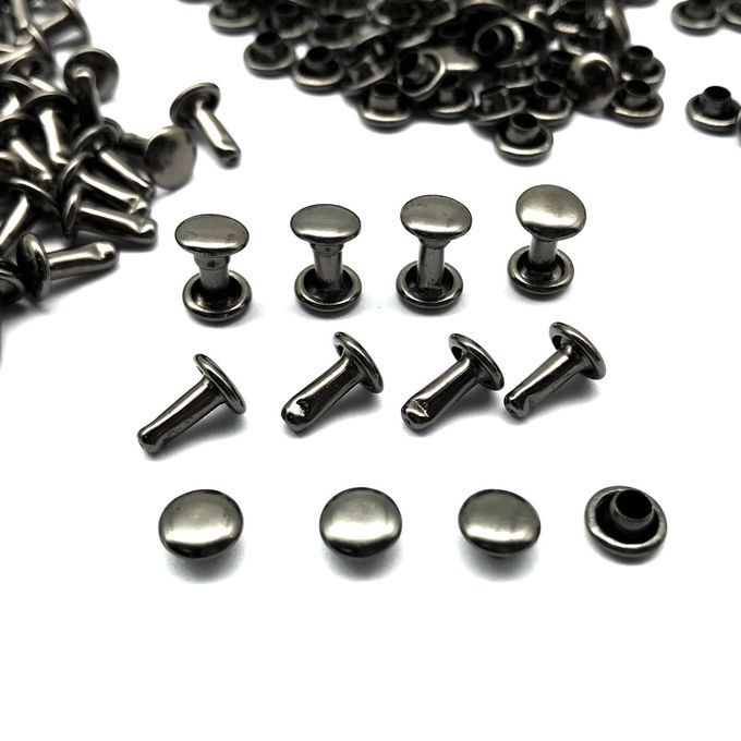 100 Sets Double Caps Studs Rivets For Bags Shoes Leather Grey Black