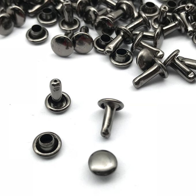 100 Sets Double Caps Studs Rivets For Bags Shoes Leather Grey Black