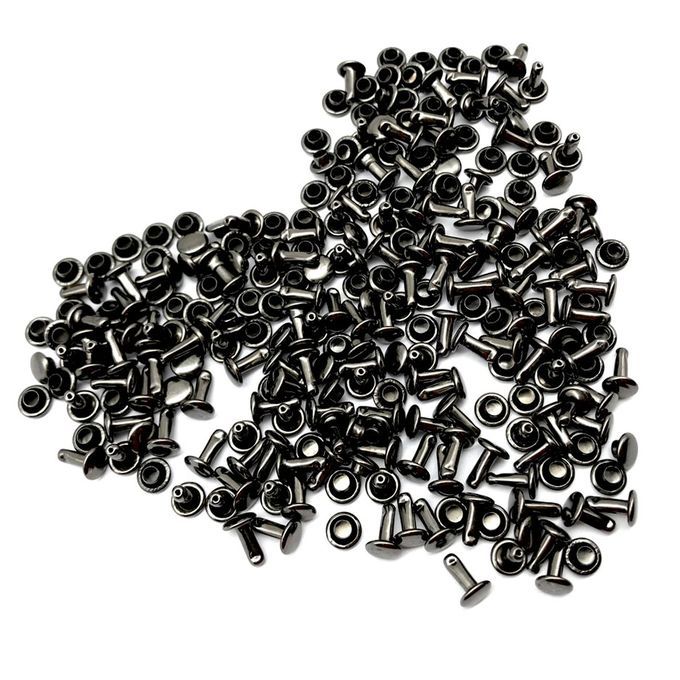 100 Sets Double Caps Studs Rivets For Bags Shoes Leather Grey Black