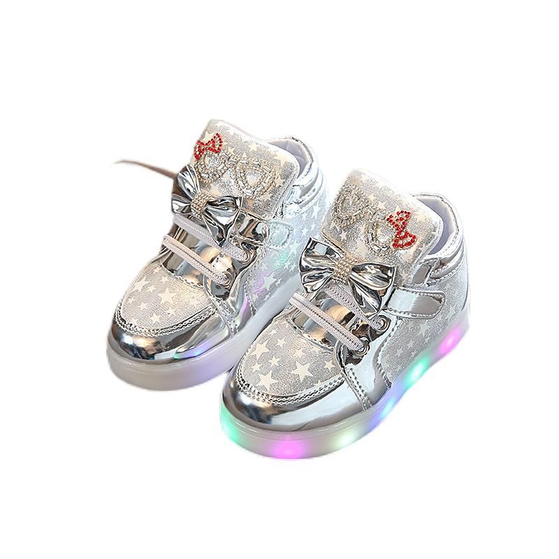 Kids Light Shoes Glowing Shoes LED Girls Baby Shoes-white