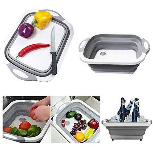 Adjustable Expandable Collapsible Foldable Veggie Chopping Cutting Board Basin Bowl With Dish Tub And Dish Sink Kitchen Helper