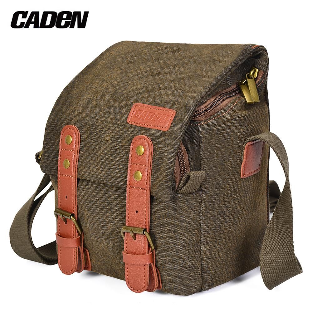 CADeN Canvas Shoulder Camera Bag Messenger Bag for 1 Camera 1 Lens Compatible with Nikon Canon Sony DSLR Mirrorless Camera and Lens