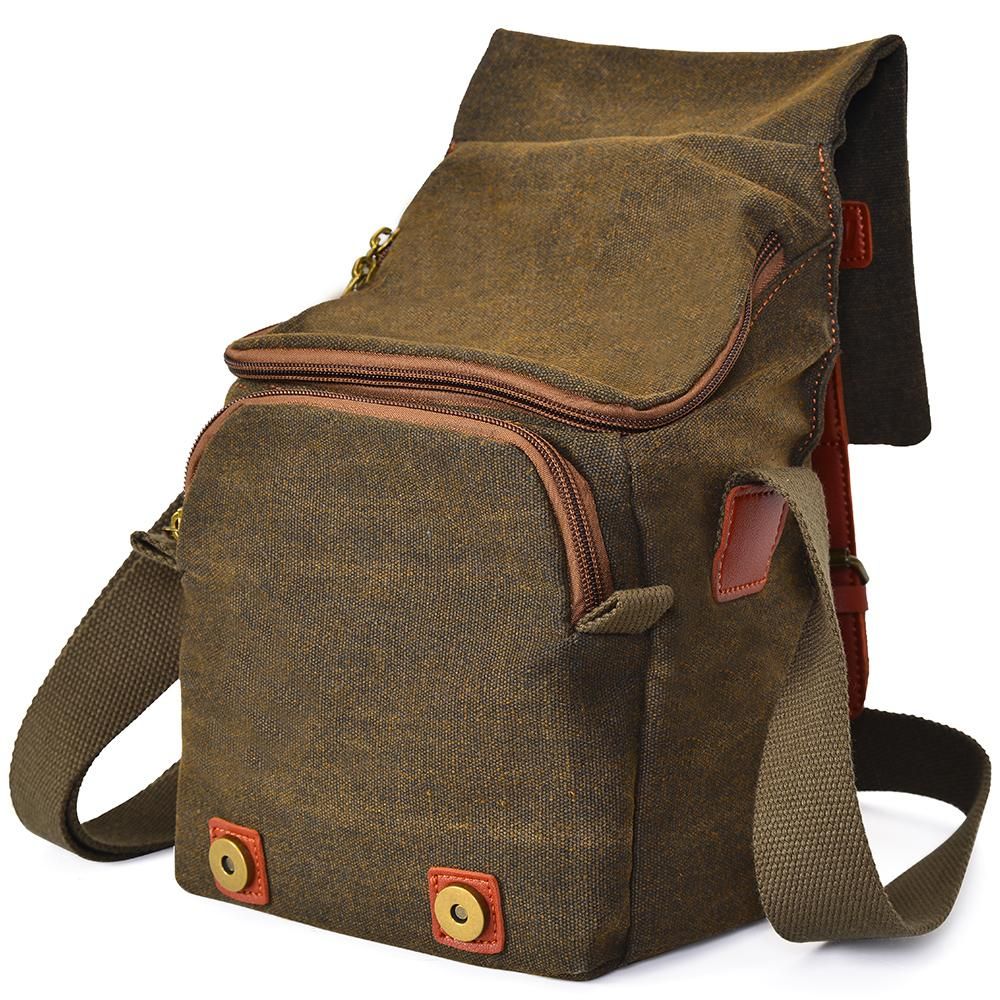 CADeN Canvas Shoulder Camera Bag Messenger Bag for 1 Camera 1 Lens Compatible with Nikon Canon Sony DSLR Mirrorless Camera and Lens
