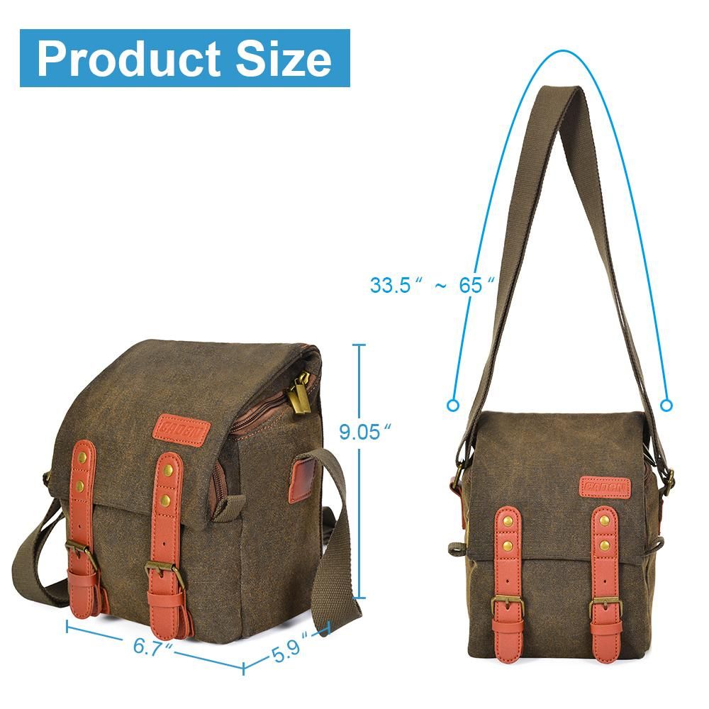 CADeN Canvas Shoulder Camera Bag Messenger Bag for 1 Camera 1 Lens Compatible with Nikon Canon Sony DSLR Mirrorless Camera and Lens