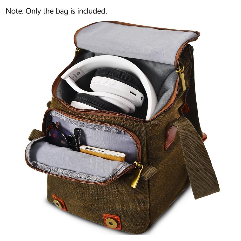 CADeN Canvas Shoulder Camera Bag Messenger Bag for 1 Camera 1 Lens Compatible with Nikon Canon Sony DSLR Mirrorless Camera and Lens