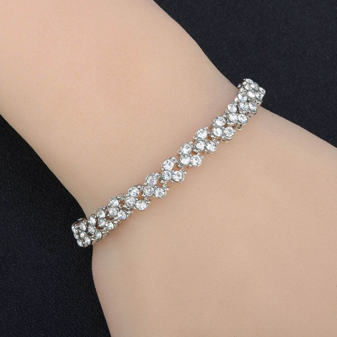 Cubic Classic Tennis Bracelet Adjustable For Casual Party Silver