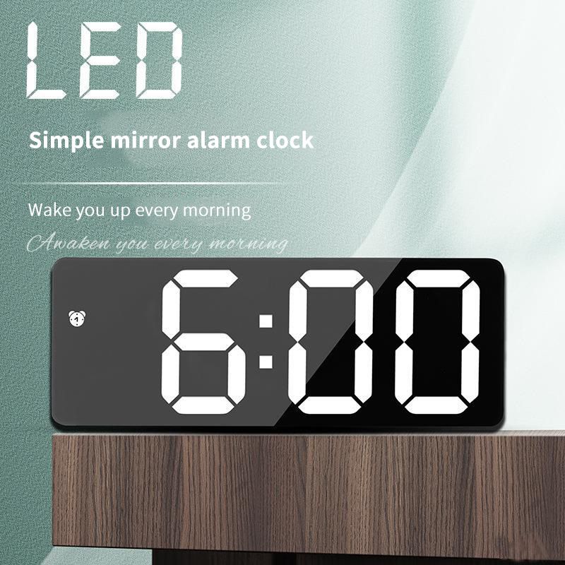 LED Modern  Electronic  Alarm Clock Mirror Large Screen Clock