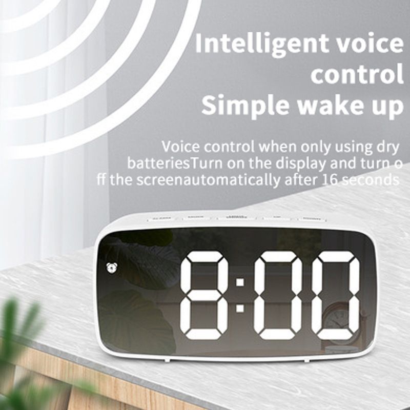 LED Modern  Electronic  Alarm Clock Mirror Large Screen Clock
