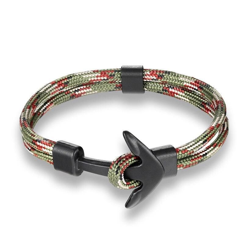 New Fashion Woven Multilayer Black Anchor Bracelets Men Hope Anchor Bracelet Pulsera Navy Hand Lucky Survival Leather Bracelets