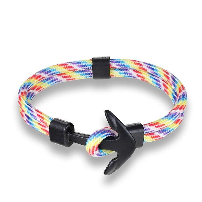 New Fashion Woven Multilayer Black Anchor Bracelets Men Hope Anchor Bracelet Pulsera Navy Hand Lucky Survival Leather Bracelets